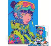Rompecabezas para Adultos de 1000 Piezas, Chica Anime Cyberpunk, decoración de Pared, decoración Perfecta, cumpleaños 38x26cm