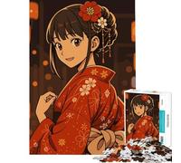 Rompecabezas para Adultos de 1000 Piezas Chica Anime en Kimono con faroles Juego Educativo Juguetes adictivos para Cultivar la Paciencia Regalos para Mujeres y Hombres Decoración de Pared (50x75cm)