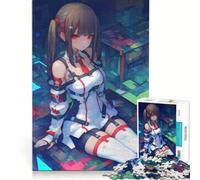 Rompecabezas para Adultos de 1000 Piezas: Chica Anime en un Entorno Cyberpunk, Juego de ingenio, para divertirse en Familia, para Fortalecer el Amor Entre Parejas 50x75cm