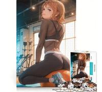Rompecabezas para Adultos de 1000 Piezas: Chica Anime Haciendo Ejercicio en una Pelota de Gimnasia Juegos Divertidos para Toda la Familia Piezas de Formas aleatorias Que encajan Perfectamente 50x75cm