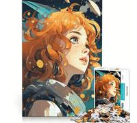 Rompecabezas para Adultos de 1000 Piezas: Chica Anime Pelirroja Curiosa, Juego de ingenio, difícil, cumpleaños y Navidad 38x52cm