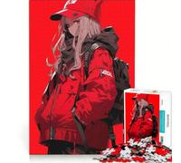 Rompecabezas para Adultos de 1000 Piezas Chica Anime roja decoración de Pared decoración Perfecta cumpleaños 38x26cm