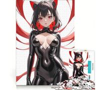 Rompecabezas para Adultos de 1000 Piezas Chica Anime Sexy con Traje Negro - Colección Serie Roja Juguete Decorativo para la Pared Ideal para la diversión Familiar Toda la Familia