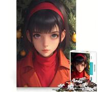 Rompecabezas para Adultos de 1000 Piezas: Chica Anime Vestida de Rojo, Juego de ingenio, para divertirse en Familia, para Fortalecer el Amor Entre Parejas 38x52cm