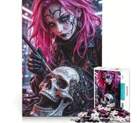Rompecabezas para Adultos de 1000 Piezas: Chica Cyberpunk con Calavera, Juego Imposible, Mejora la Memoria, con Piezas de Formas aleatorias Que encajan Perfectamente 50x75cm