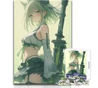 Rompecabezas para Adultos de 1000 Piezas, Chica de Anime de Pelo Verde con Arma, Ideal para Jugar en Horas de Ocio tranquilas, Juguete de Corte preciso, tamaño 38x52cm