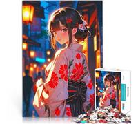 Rompecabezas para Adultos de 1000 Piezas Chica de Anime en Kimono Reducción del estrés Interesante Regalo de Obra de Arte 38x52cm