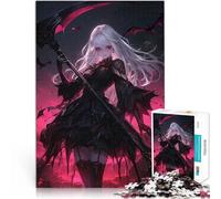 Rompecabezas para Adultos de 1000 Piezas Chica de Anime Oscura con guadaña Desafiante Difícil Toda la Familia. 52x38cm