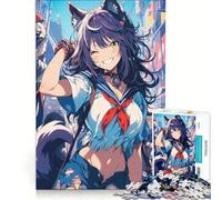 Rompecabezas para Adultos de 1000 Piezas Chica de Ciudad de Anime Feliz, Juego Imposible, Mejora la Memoria, con Piezas de Formas aleatorias Que encajan Perfectamente 38x52cm