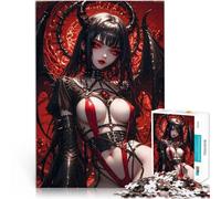 Rompecabezas para Adultos de 1000 Piezas Chica Demonio con Ojos Rojos Desafiante Difícil Cada Pieza es única: un desafiante y Divertido Juego Familiar 75x50cm