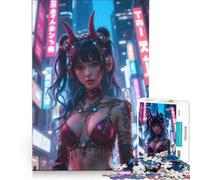 Rompecabezas para Adultos de 1000 Piezas: Chica Demonio Cyberpunk, decoración de Pared, decoración Perfecta, cumpleaños 38x52cm