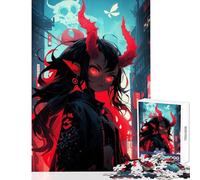 Rompecabezas para Adultos de 1000 Piezas Chica Demonio de Ojos Rojos Juguetes antiestrés Regalos de Amigo Invisible Juego práctico Lista de Deseos con Papá Noel tamaño 38x52cm