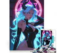 Rompecabezas para Adultos de 1000 Piezas Chica Diablo de Anime neón Sexy Juguetes antiestrés decoración Perfecta Regalos de cumpleaños 38x26cm
