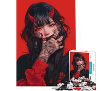 Rompecabezas para Adultos de 1000 Piezas Chica Diablo Roja Arte Digital Juego Imposible Desafío de Inteligencia Mental Juguetes Adictivos Regalo de Cumpleaños para Diversión Familiar (Tamaño 75x50cm)