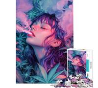 Rompecabezas para Adultos de 1000 Piezas Chica fumando Marihuana en un Campo Juguete Educativo de 1000 Piezas Desafío difícil cumpleaños y Navidad (38x26cm)