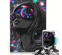 Rompecabezas para Adultos de 1000 Piezas Chica Galaxia Psicodélica Juguetes Antiestrés Decoración Perfecta Regalos de Cumpleaños 38x26cm