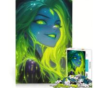 Rompecabezas para Adultos de 1000 Piezas Chica gótica Verde con Slime, Juguetes antiestrés, decoración Perfecta, Regalos de cumpleaños 50x75cm