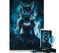 Rompecabezas para Adultos de 1000 Piezas Chica Lobo de Anime de Ojos Azules,diseño nítido y Divertido,Ideal para Relajarse y Disfrutar de un rato Agradable Navidad 38x26cm