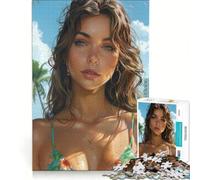 Rompecabezas para Adultos de 1000 Piezas: Chica Morena en Bikini en la Playa Juego Familiar Mejora la Memoria Ideal para Decorar el Escritorio 38x52cm