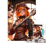 Rompecabezas para Adultos de 1000 Piezas Chica Steampunk con Llave Inglesa Rompecabezas para Adultos Juego Familiar de análisis y lógica Toda la Familia (tamaño 38x26cm)