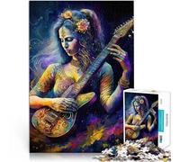 Rompecabezas para Adultos de 1000 Piezas Chica Tocando Guitarras Juguete Educativo para aliviar el estrés Mejorar la Memoria 52x38cm