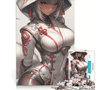 Rompecabezas para Adultos de 1000 Piezas: Chica Zorro de Anime Vestida de Blanco, Juego de ingenio, para divertirse en Familia, para Fortalecer el Amor Entre Parejas 50x75cm