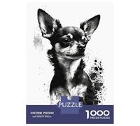 Rompecabezas para Adultos De 1000 Piezas Chihuahua Black Ink Rompecabezas para Adultos Juego Práctico Corte De Precisión 52x38cm/1000pcs