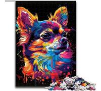 Rompecabezas para Adultos de 1000 Piezas Chihuahua DJ Neon de Madera, Mayores de 14 años, 50x75cm, desafiante Rompecabezas, Juguete Relajante para Adolescentes