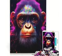 Rompecabezas para Adultos de 1000 Piezas: Chimpancé en la Frontera, Juego Divertido, antiestrés, con Piezas de Formas aleatorias Que encajan Perfectamente 38x26cm