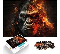 Rompecabezas para Adultos de 1000 Piezas Chimpancé Hecho de Fuego Hecho de Madera para y a Partir de 14 años Juegos Divertidos para la Familia Gran tamaño：50x75cm
