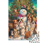 Rompecabezas para Adultos De 1000 Piezas Christmas Cats & Dogs Rompecabezas Práctico Juego Regalo De Cumpleaños Cumpleaños Y Navidad 52x38cm/1000pcs