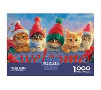Rompecabezas para Adultos De 1000 Piezas Christmas Cats Welcome Sign Rompecabezas Juego De Ingenio Regalos para Mujeres Cumpleaños Y Navidad 70x50cm/1000pcs
