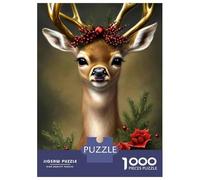 Rompecabezas para Adultos De 1000 Piezas Christmas Deer Wall Art Print Rompecabezas para Adultos Juego Familiar Vacaciones En Casa Matar El Tiempo Gran Regalo para Jugar 38x26cm/1000pcs