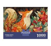 Rompecabezas para Adultos De 1000 Piezas Christmas Fox Art Print Rompecabezas Práctico Juego Regalo De Cumpleaños Cumpleaños Y Navidad 52x38cm/1000pcs