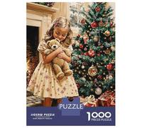 Rompecabezas para Adultos De 1000 Piezas Christmas Girl with Teddy Bear Rompecabezas para Adultos Juguetes Antiestrés Decoración Actividades Divertidas En Casa 38x26cm/1000pcs