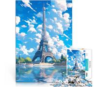 Rompecabezas para Adultos de 1000 Piezas Cielos Azules de París Juguetes de Juego para Regalo Familiar Mejorar el Amor Entre Parejas 38x26cm
