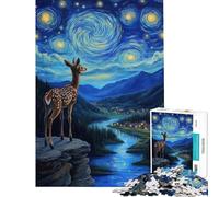 Rompecabezas para Adultos de 1000 Piezas Ciervo bajo un Cielo Estrellado Rompecabezas para Adolescentes Juegos relajantes Divertidos y Originales Regalos de cumpleaños únicos (tamaño 50x75cm)