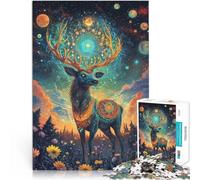 Rompecabezas para Adultos de 1000 Piezas Ciervo Coronado del Universo Hecho de Madera para y a Partir de 14 años Juguete de desafío de Juego Educativo Gran Regalo para los Juegos tamaño:50x75cm