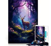 Rompecabezas para Adultos de 1000 Piezas,Ciervo,Cuento de Hadas,Pixel Art,decoración de Bordes impecables,Juguete para un desafío Mental,para Relajarse, (38x52cm)