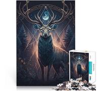 Rompecabezas para Adultos de 1000 Piezas “ Ciervo de neón” Madera，para Mayores de 14 años Juego desafiante Regalos de Juegos desafiantes。tamaño：50x75cm/19.68x29.52pulgada