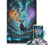 Rompecabezas para Adultos de 1000 Piezas: Ciervo Elemental en el Bosque Encantado. Juego de desafío único. Juguete Educativo de Aprendizaje. Decoración de Pared. 50x75cm (1000 Piezas).