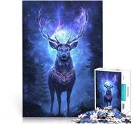 Rompecabezas para Adultos de 1000 Piezas Ciervo místico bajo el Cielo Estrellado Rompecabezas Decoración hogar 38x26cm