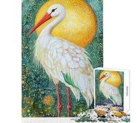 Rompecabezas para Adultos de 1000 Piezas Cigüeña en Resplandor Dorado Rompecabezas para Adultos Juego práctico Desafío difícil (Tamaño 38x52cm)
