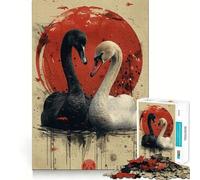 Rompecabezas para Adultos de 1000 Piezas,Cisne Blanco y Negro,Arte de Corte preciso,Juego cognitivo Divertido,Entretenimiento, Relajante (38x26cm)