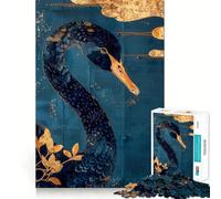 Rompecabezas para Adultos de 1000 Piezas Cisne Negro con Bordes Decorados,Juguete para ejercitar la Mente,Diversión fácil,Decoración navideña 38x26cm