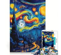 Rompecabezas para Adultos de 1000 Piezas, Ciudad Azul, Juguetes para armar, para diversión Familiar, con Piezas de Formas aleatorias Que encajan Perfectamente 38x52cm