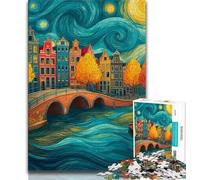 Rompecabezas para Adultos de 1000 Piezas Ciudad bajo el Cielo Nocturno Ideal para Adolescentes Toda la Familia 75x50cm