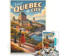 Rompecabezas para Adultos de 1000 Piezas, Ciudad de Quebec, Juegos Divertidos, para la diversión Familiar, con Piezas de Formas aleatorias Que encajan Perfectamente 50x75cm