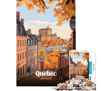 Rompecabezas para Adultos de 1000 Piezas Ciudad de Quebec Otoño Póster de Viaje Desafío de Inteligencia Cerebral Juguetes adictivos Juego práctico Difícil Regalo de cumpleaños (tamaño 38x26cm)