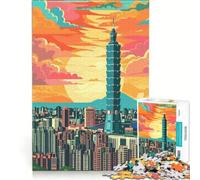 Rompecabezas para Adultos de 1000 Piezas Ciudad de Taipéi Taiwán Juego práctico decoración para el hogar cumpleaños y Navidad 38x52cm